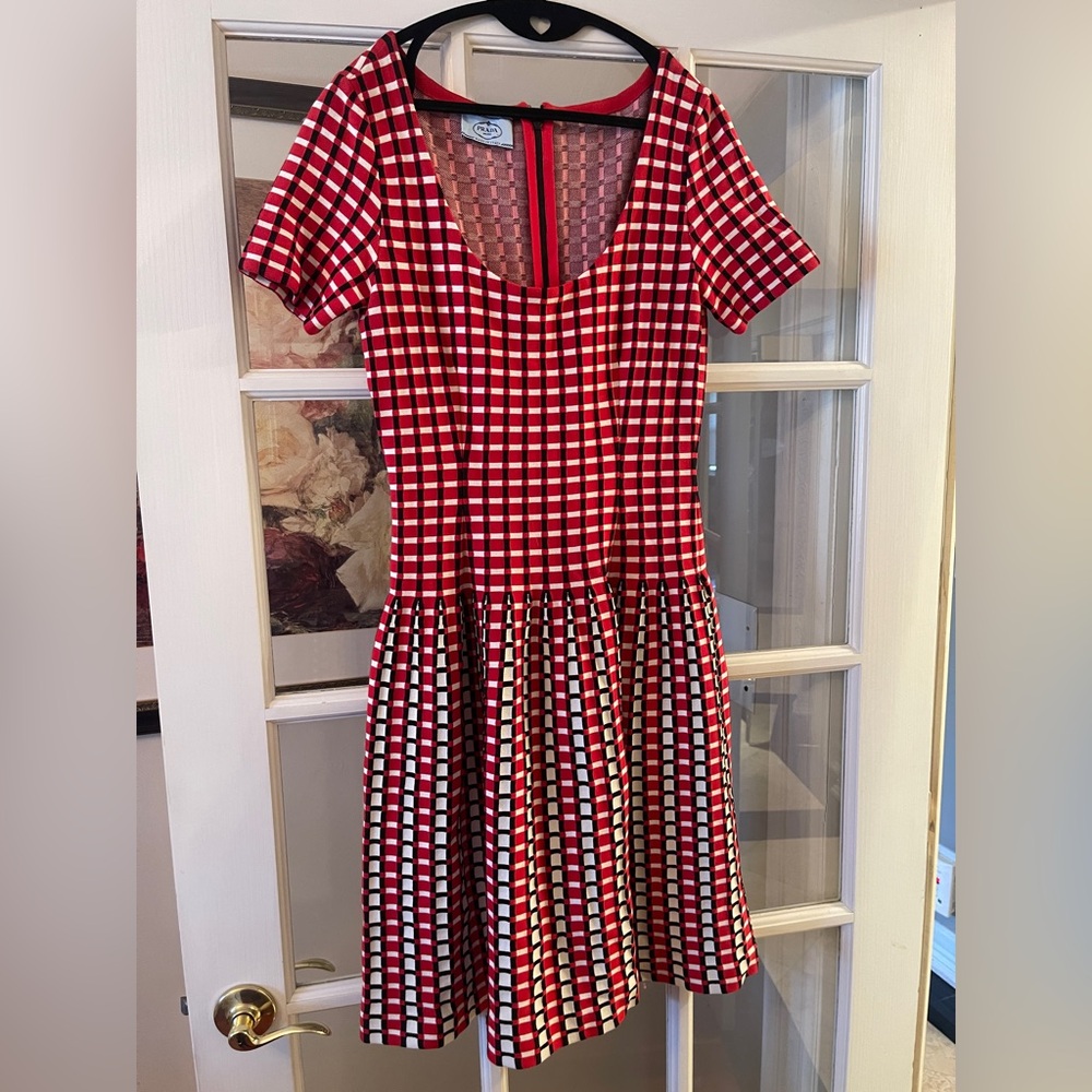 NWOT PRADA knitted check dress in Italian size 44😍🇮🇹